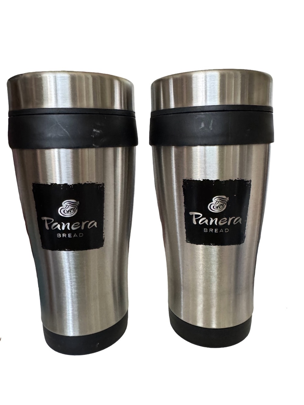 Vintage Panera Bread Stainless Steel Travel Mug Tumbler Set of 2
